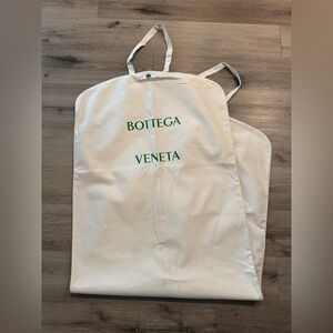 Bottega Veneta Cream Garment Bags with Green Logo